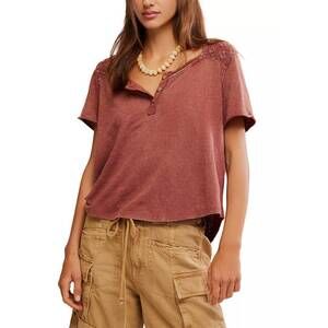 NEW FREE PEOPLE heirloom henley top in canyon